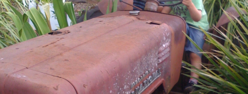 kids on old tractor