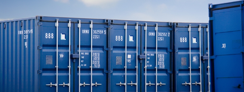 Cargo containers in storage yard