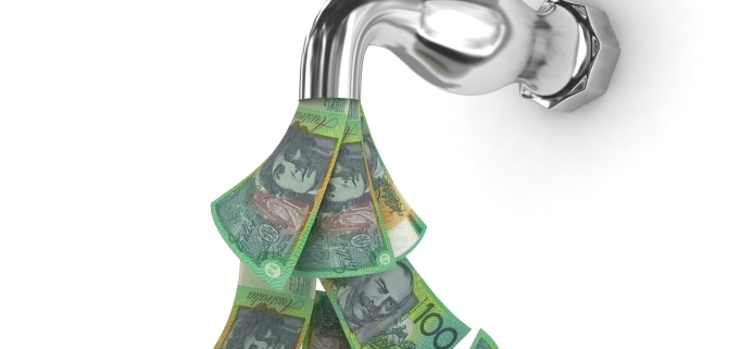 cash flowing from a tap