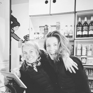Julies Mitas (right) and friend at Slides Coffee Bar